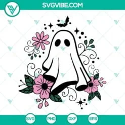 Halloween, SVG Files, Floral Ghost SVG Images, Halloween Cute Ghost SVG 2