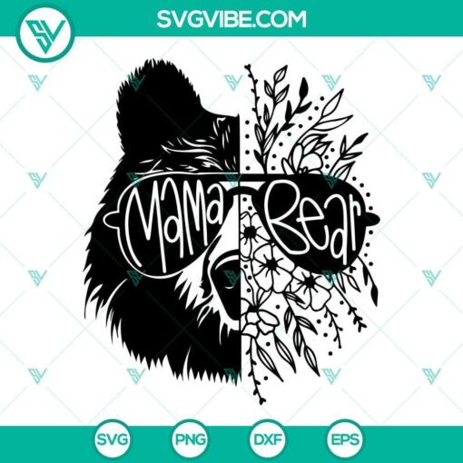 floral mama bear svg mama bear half bear half flowers svg mama bear svg mama bear sunglasses svg 10 mockup