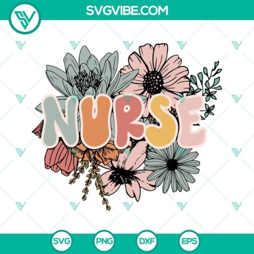 floral nurse svg nurse svg wild flowers svg nursing svg png dxf eps 2 mockup