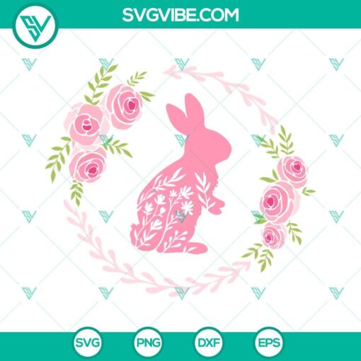 floral rabbit svg bunny with flowers svg cute bunny svg easter bunny svg digital file 9 mockup