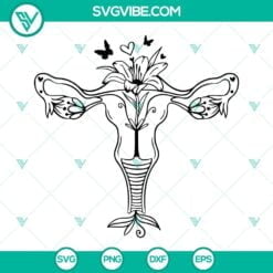 SVG Files, Trending, Floral Uterus SVG Images, Uterus with flowers and 3