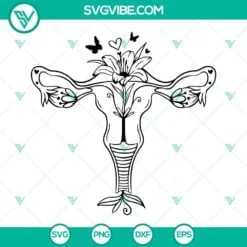 SVG Files, Trending, Floral Uterus SVG Images, Uterus with flowers and 2