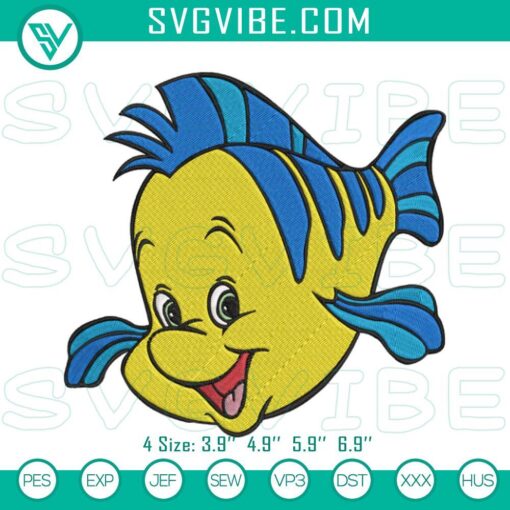 flounder ariel embroidery designs little mermaid fish machine embroidery files mockup