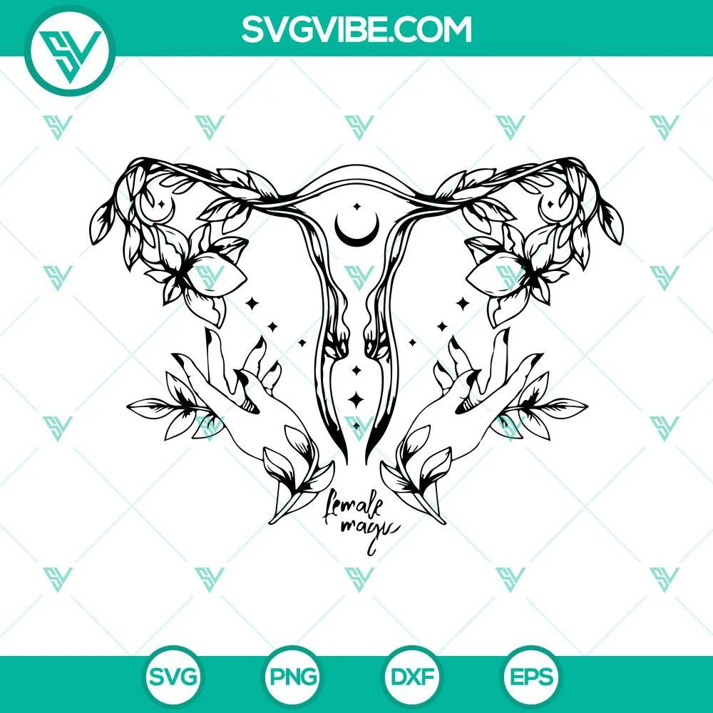 Trending, SVG Files, Flower Uterus Svg, Floral Uterus Svg, Uterus Svg Png Dxf 1