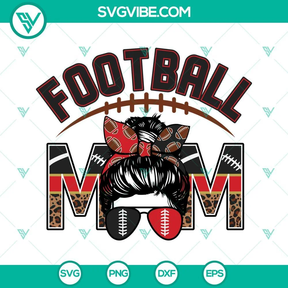 Football, Sports, SVG Files, Football Mom Black And Red SVG Images, Leopard 1