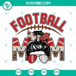 Football Mom Red And White Silver SVG Download, Football Leopard Mom SVG Download