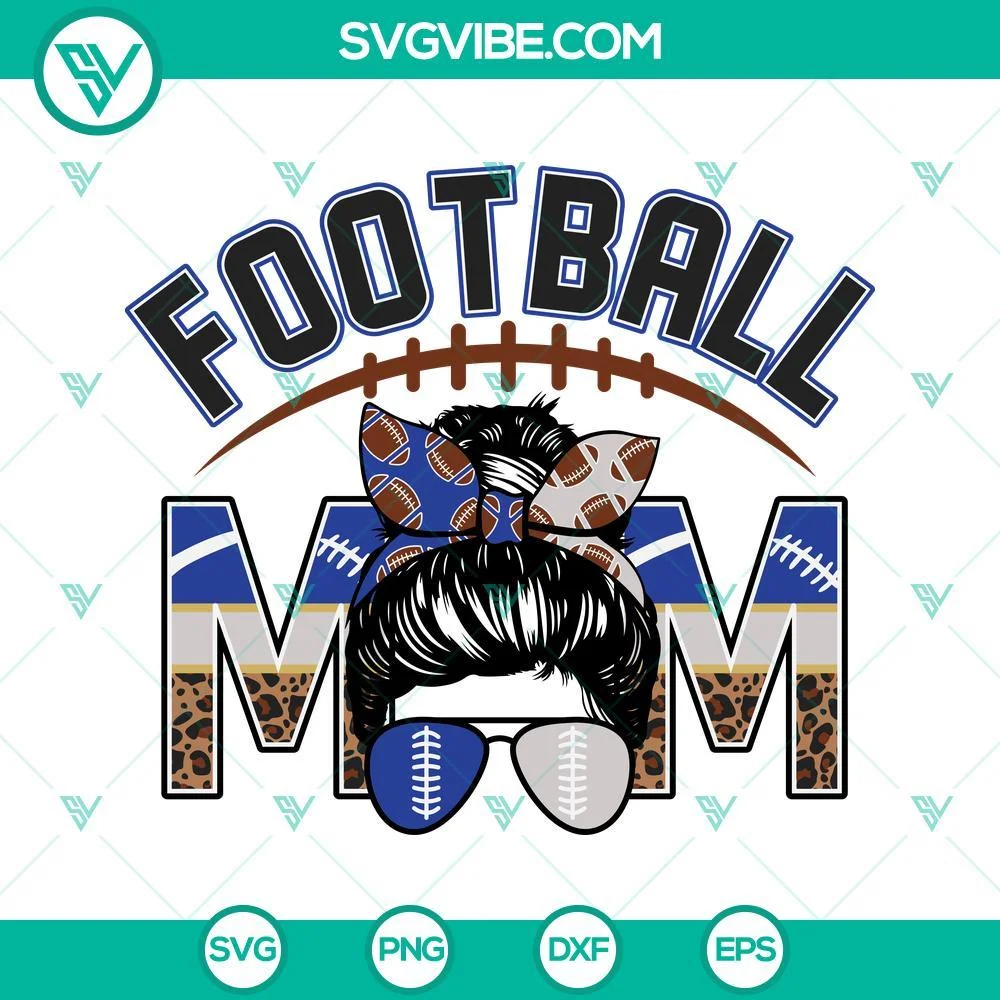 Football, Sports, SVG Files, Football Mom Royal Blue And Silver SVG Images PNG 1