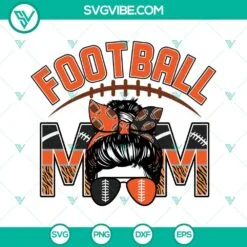 Football, Sports, SVG Files, Football Mom SVG Image, Messy Bun Football Mom SVG 2