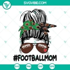 Football, Sports, SVG Files, Football Mom SVG Download, Messy Bun Football Mom 2