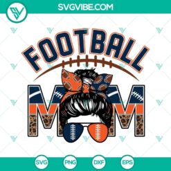 Football Mom SVG Files, Navy Blue And Orange Leopard Print Football SVG Files