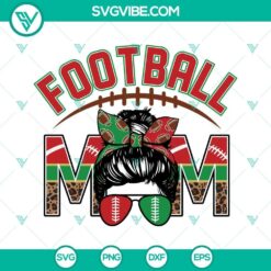 Football Mom SVG Images, Red And Green Leopard Print Football Mom SVG Images