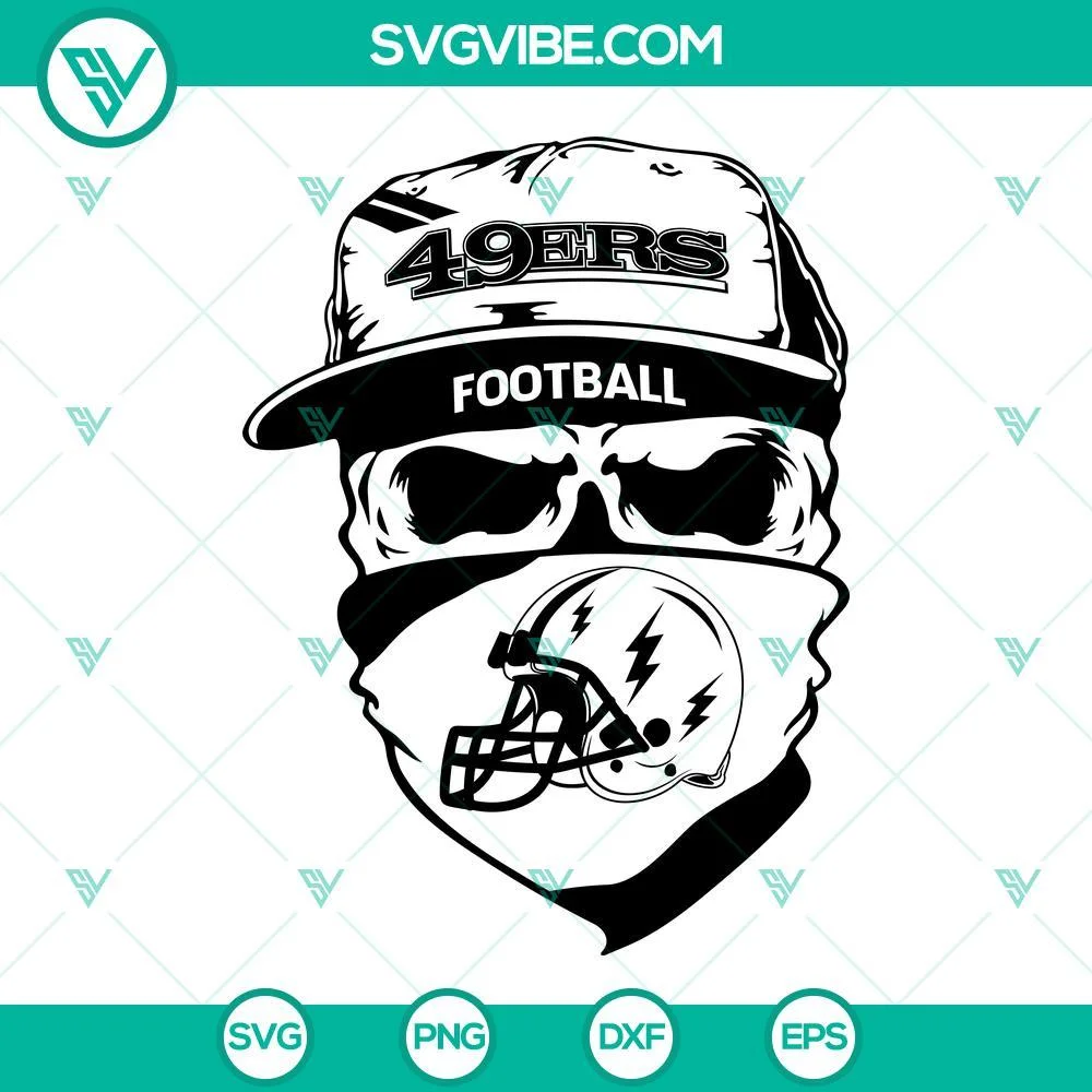 Football, Sports, SVG Files, Francisco 49ers Skull SVG Image, 49ers Football 2