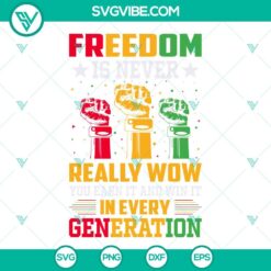 Juneteenth, SVG Files, Freedom Is Never Really Wow SVG Image, You Earn It And 1