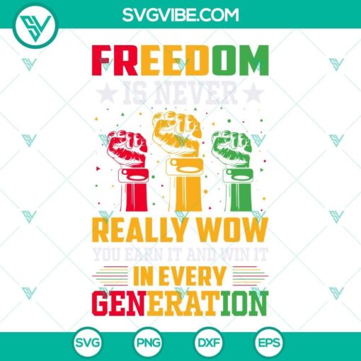 freedom is never really wow svg you earn it and win it in every generation svg juneteenth svg 6 mockup