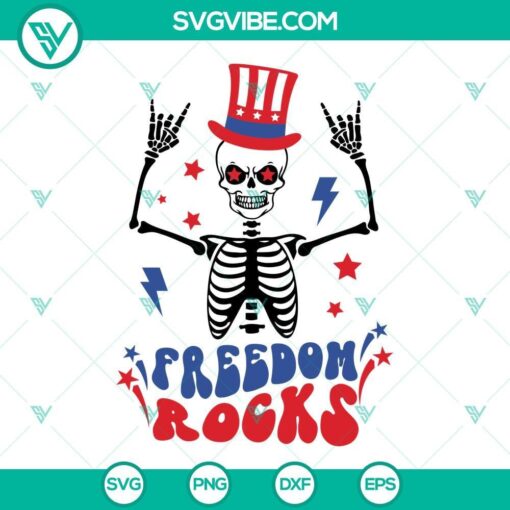 freedom rocks skeleton 4th of july svg png dxf eps bundle 3 mockup