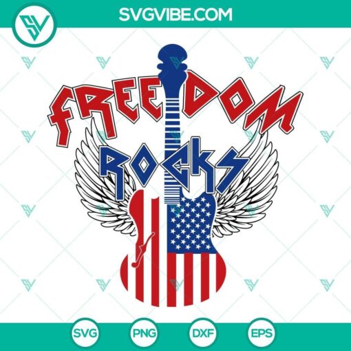 freedom rocks svg american flag electric guitar wings svg fourth of july svg png dxf eps cricut 5 mockup