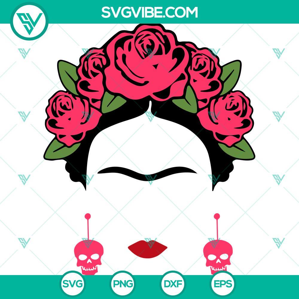 frida-kahlo-flowers-svg-frida-kahlo-florals-svg-mexican-day-frida-svg-png-dxf-eps-mockup.jpg Frida Kahlo Flowers SVG file with Mexican Day of the Dead theme. Instant download in PNG, DXF, and EPS formats for crafts and designs.