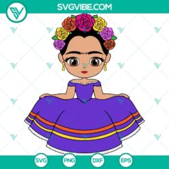 SVG Files, Trending, Frida Kahlo Princess SVG File, Cute Chibi Style SVG Files, 3