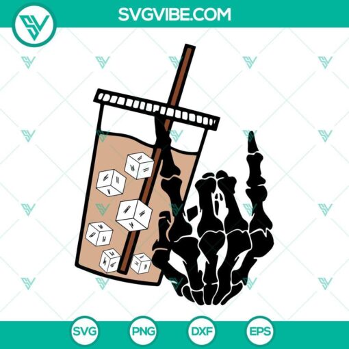 fueled by iced coffee and anxiety svg skeleton hand svg mental health svg positive svg png dxf eps 9 mockup