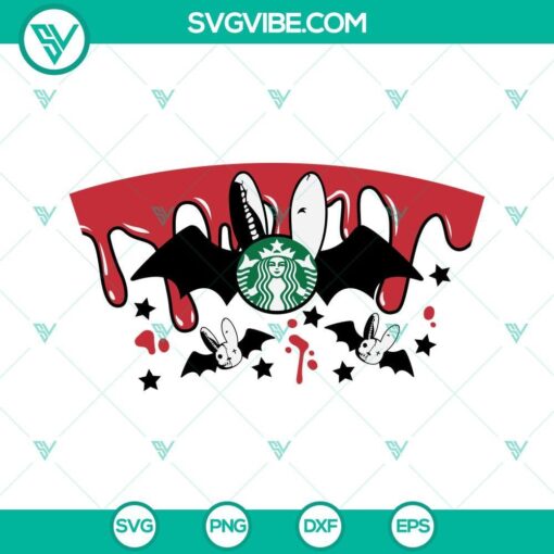 full wrap bad bunny halloween starbucks svg dripping blood bad bunny logo starbucks svg halloween starbucks cup svg 4 mockup