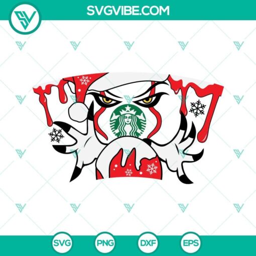 full wrap christmas pennywise clown starbucks svg horror clown christmas starbucks cup svg 2 mockup