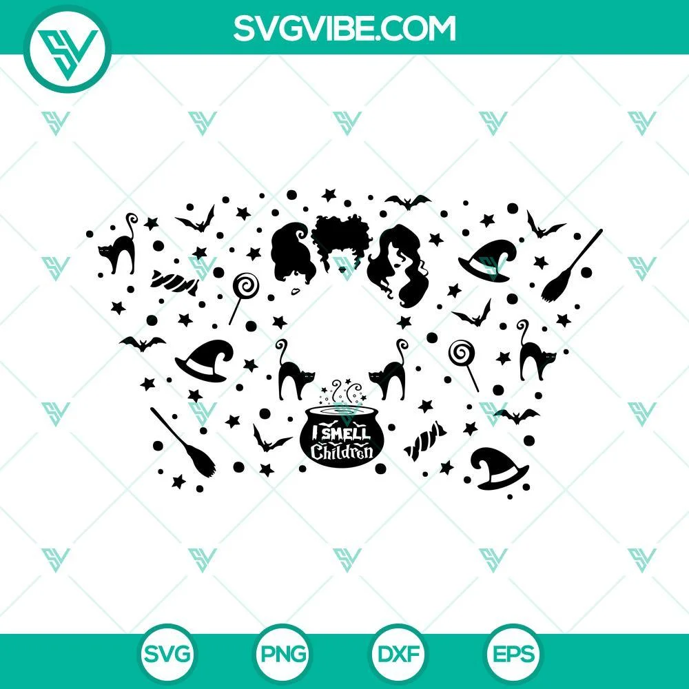 Halloween, Starbucks Cup Wrap, SVG Files, Full Wrap Hocus Pocus Starbucks Cold 1