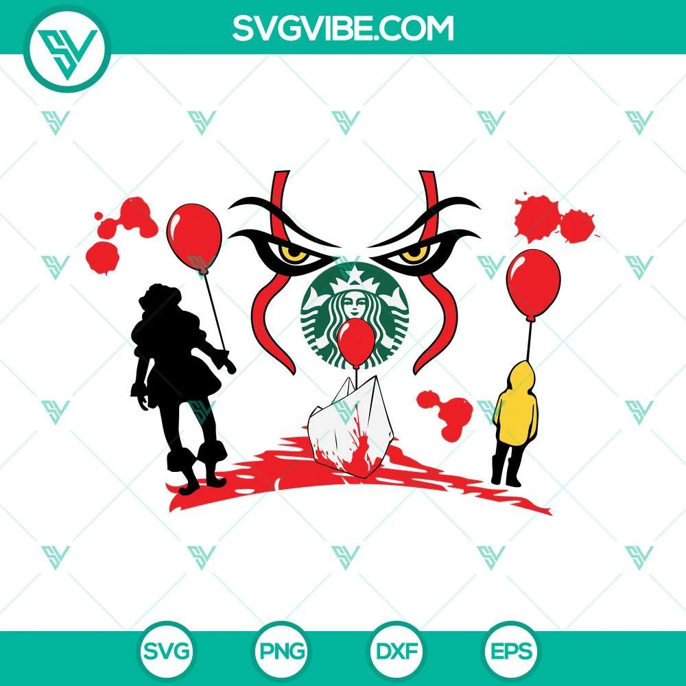 Halloween, Starbucks Cup Wrap, SVG Files, Full Wrap Starbucks Cup Pennywise IT 1