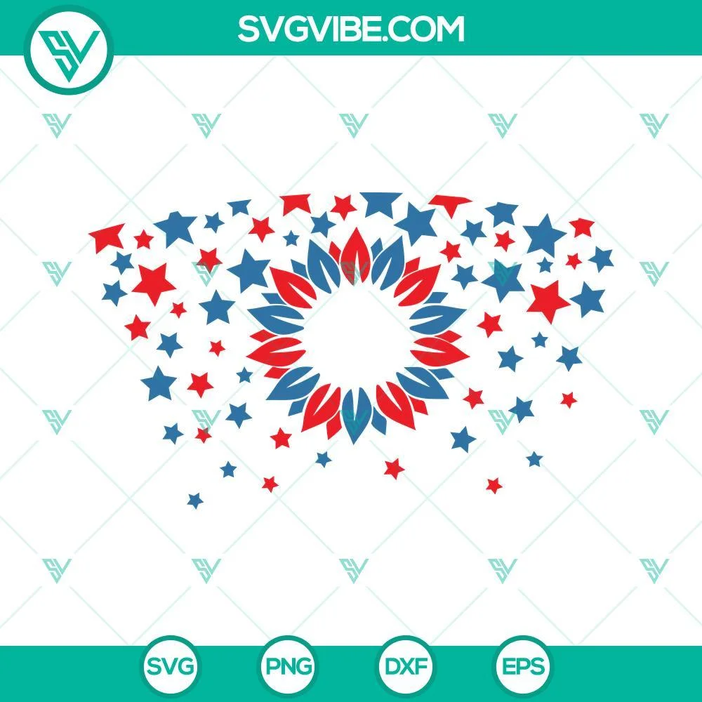 4th Of July, Starbucks Cup Wrap, SVG Files, Full Wrap Sunflower Star Starbucks 1