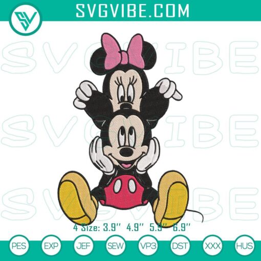 funny minnie and mickey machine embroidery designs disney mouse couple embroidery files mockup