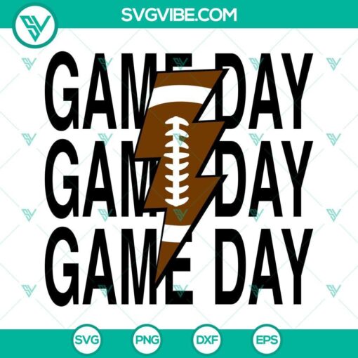 game day football stacked distressed lightning bolt svg png dxf eps cut files for cricut silhouette 6 mockup