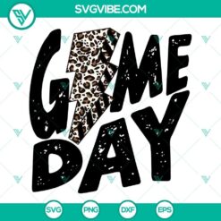 Game Day football SVG file with Leopard Lightning Bolt design for download, perfect for game day apparel.
