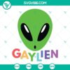Gaylien and alien head SVG images with LGBT flag colors, ideal for funny LGBTQ pride designs.