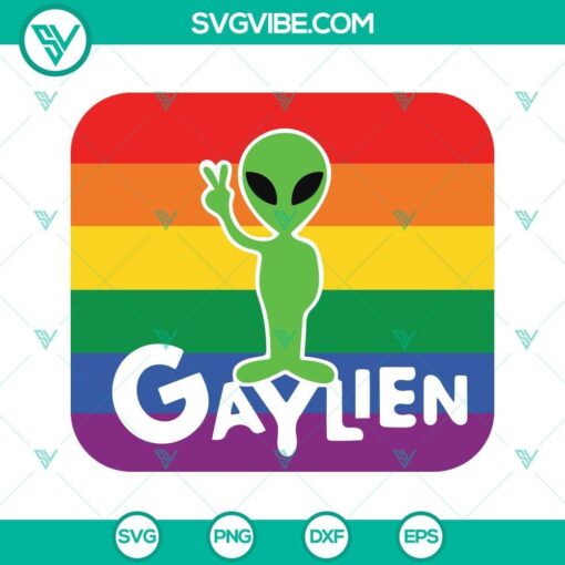 gaylien svg lgbt rainbow flag svg alien lgbt pride svg funny lgbtq svg png dxf eps 2 mockup