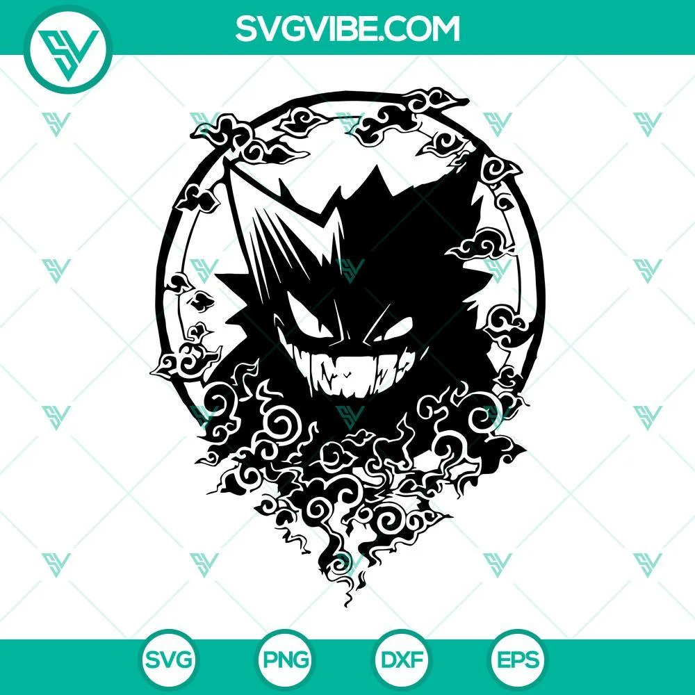 Anime, SVG Files, Gengar SVG Files, Pokemon SVG Images PNG DXF EPS Cut Files 1