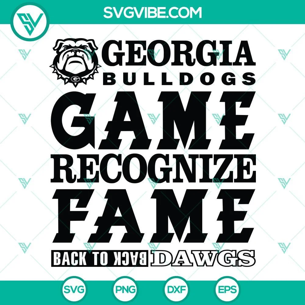 Football, Sports, SVG Files, Georgia Bulldogs Game Recognize Fame Back To Back 1