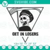 Skeleton embroidery files with "Get In Losers" and Benny Halloweentown design, perfect for Halloween crafts and decorations.
