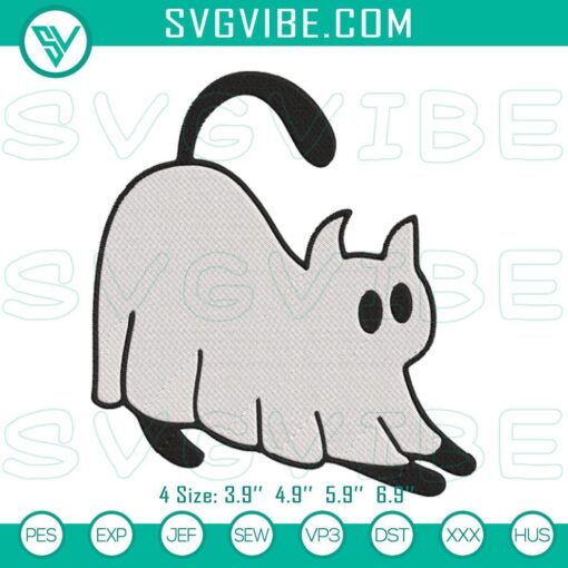 ghost cat halloween embroidery design files mockup