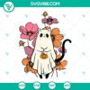 Ghost cat and black cat Halloween SVG downloads with spooky and floral designs for crafts and decorations.