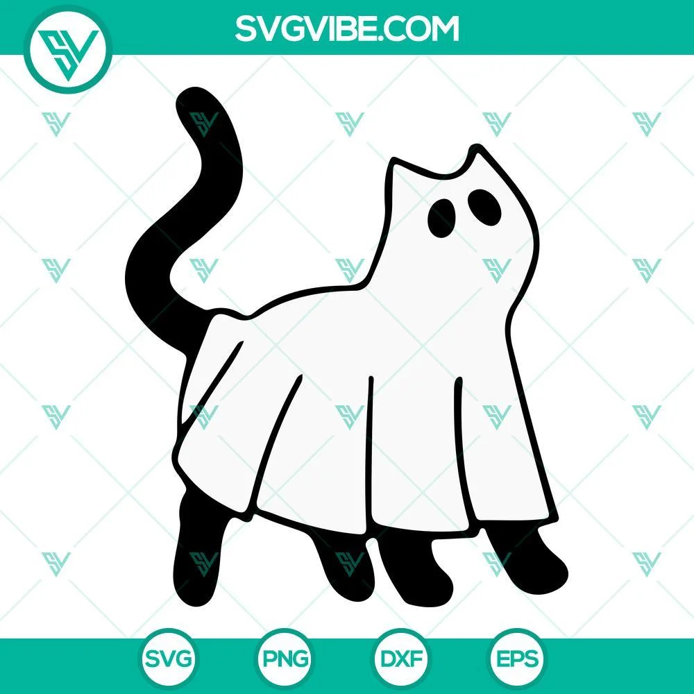 Halloween, SVG Files, Ghost Cats SVG Files Bundle, Black Cat SVG Files, Cute 1