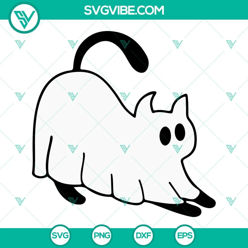 Halloween, SVG Files, Ghost Cats SVG Files Bundle, Black Cat SVG Files, Cute 4