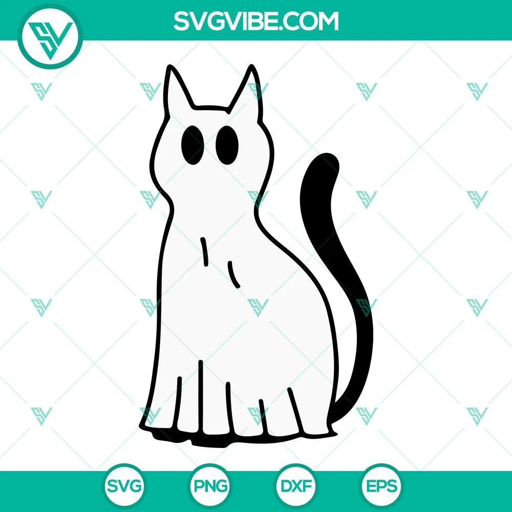 Halloween, SVG Files, Ghost Cats SVG Files Bundle, Black Cat SVG Files, Cute 5