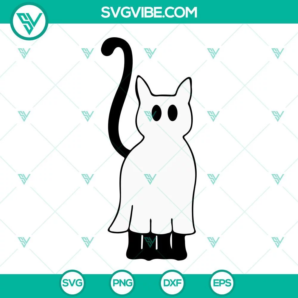 Halloween, SVG Files, Ghost Cats SVG Files Bundle, Black Cat SVG Files, Cute 6