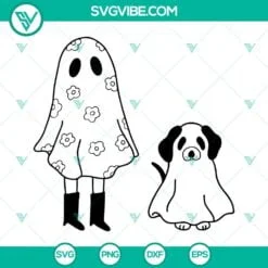 Halloween, SVG Files, Ghost Girl And Ghost Dog SVG Image, Halloween SVG Files, 2