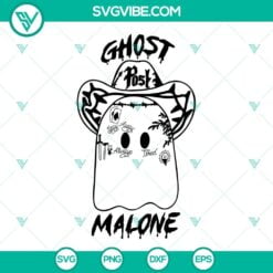 Halloween, Musics, SVG Files, Ghost Post Malone SVG Images, Cowboy Hat Ghost 2