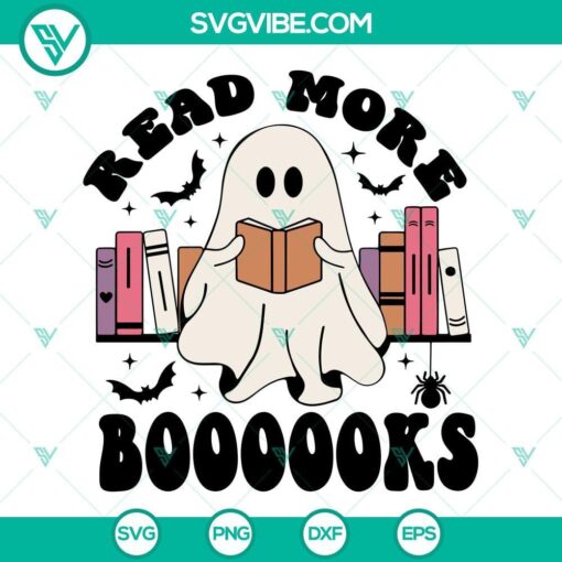 ghost read more books svg ghost books svg booooks svg halloween reading svg librarian ghost svg 5 mockup