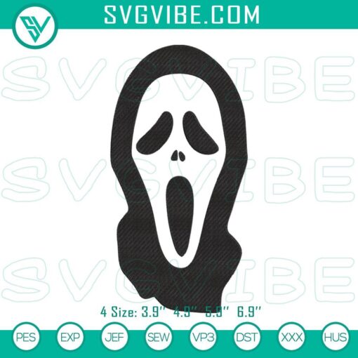 ghostface scream embroidery designs scary movie halloween machine embroidery pattern files mockup