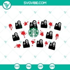 Halloween, Starbucks Cup Wrap, SVG Files, Ghostface Scream Starbucks Cup Full 24