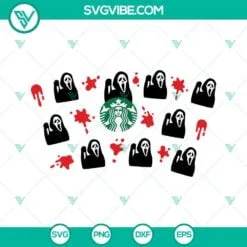 Halloween, Starbucks Cup Wrap, SVG Files, Ghostface Scream Starbucks Cup Full 2