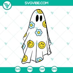 Ghosts Flower Smiley Face SVG Download, Ghosts Halloween SVG Files Bundle 3