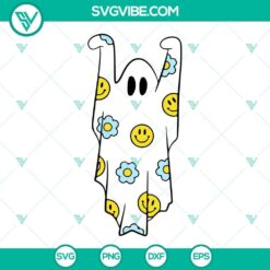 Ghosts Flower Smiley Face SVG Download, Ghosts Halloween SVG Files Bundle 4